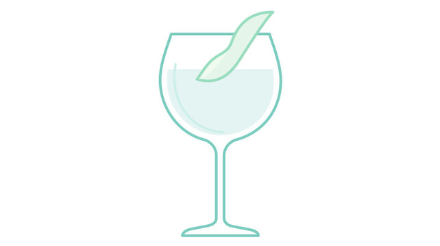 Vibrant mixed drink icon showing a clear beverage with a green fruit slice in a glass. Versatile vector outline with modifiable border thickness and adjustable path for creative media.