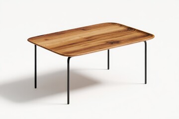 Fototapeta premium Simple, elegant side table with natural wood grain on a studio white backdrop