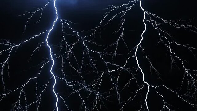 Intense lightning strikes in dark sky captured in stunning slow motion
