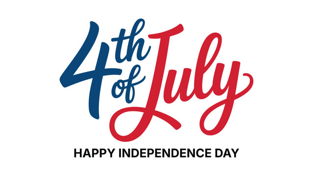 4th of july happy independence day patriotic typography design with stylish red and blue lettering for usa holiday celebration banner