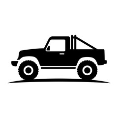 Fototapeta premium SUV pickup truck icon. Black silhouette. Side view. Vector simple flat graphic illustration. Isolated object on a white background.