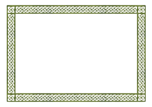Viking Scandinavian border ornament. Ancient decorative design in Celtic, Scandinavian style, knot-work. Original Hand painted watercolor illustration isolated on white  background