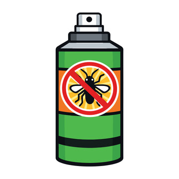Aerosol bug repellent can featuring a warning sign with a crossed-out fly, symbolizing pest prevention and protection