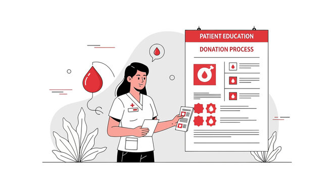 Nurse Explains Blood Donation Process on Patient Education Poster