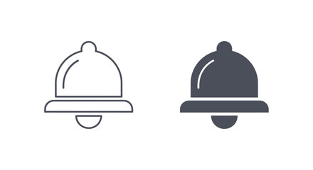 Fototapeta premium Modern outline and filled bell notification icons for user interface design and mobile application alerts, perfect for digital communication and reminders