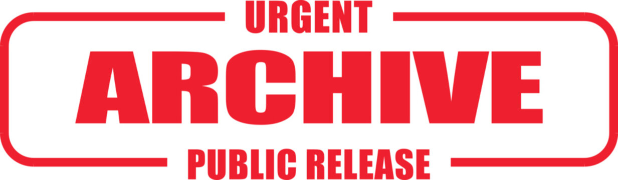 Red rectangular official digital stamp graphic signifying urgent archival status and public release clearance for important documents