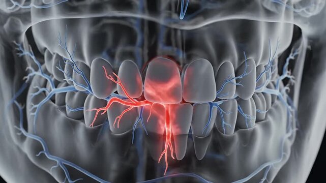 3D Human Dental Anatomy Animation Showing Tooth Ache And Gum Inflammation