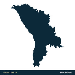 Obraz premium Moldova - Europe Countries Map Vector Icon Template Illustration Design. Vector EPS 10.