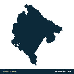 Obraz premium Montenegro - Europe Countries Map Vector Icon Template Illustration Design. Vector EPS 10.