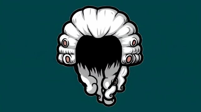 Stylized illustration of a historical judge wearing a powdered wig and beard