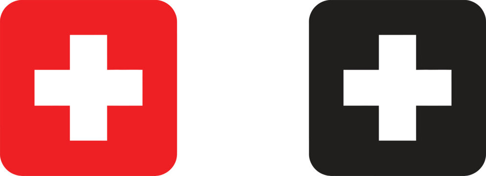 Red and black medical cross icons with rounded corners Vector