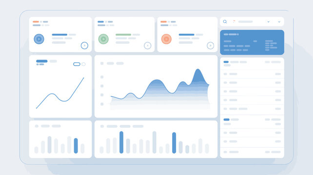 Clean business analytics dashboard UI with data visualization and trend reports