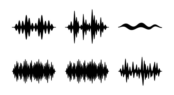Audio wave vector set, sound frequency visualization, music equalizer, voice recording