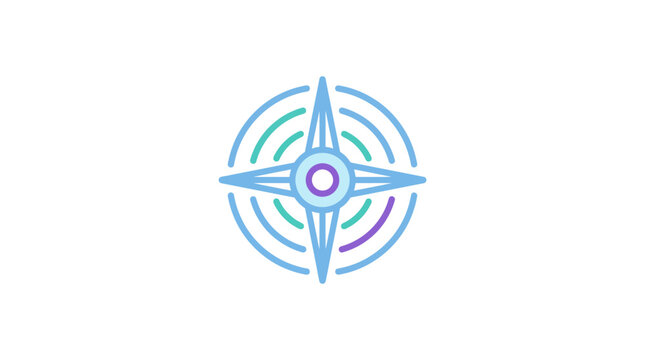 Colorful Navigation Compass Icon Design.