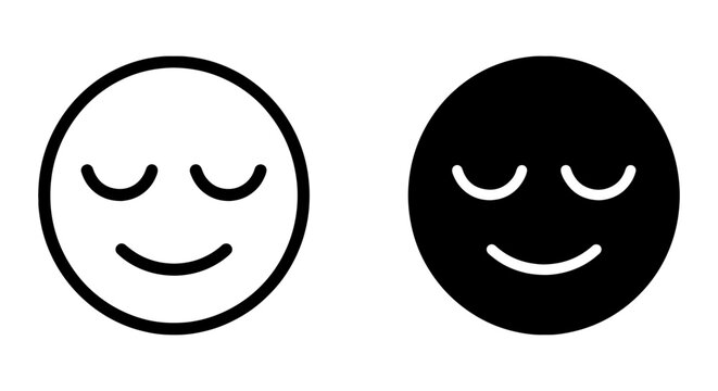 Zen Face Icons, Calm Emotion Symbols, Peaceful Expression Graphics, Vector Art