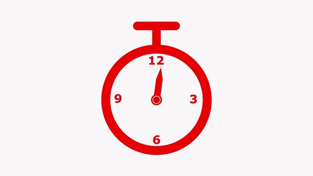 Red Stopwatch with White Face and Red Hands on White Background Time Concept clock timer.