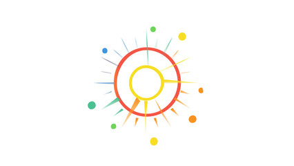 Obraz premium Vibrant multi-color vector illustration of a stylized marine organism or sea urchin, featuring a circular core with radiating spikes and colorful dots, perfect for ocean and coral reef themes.