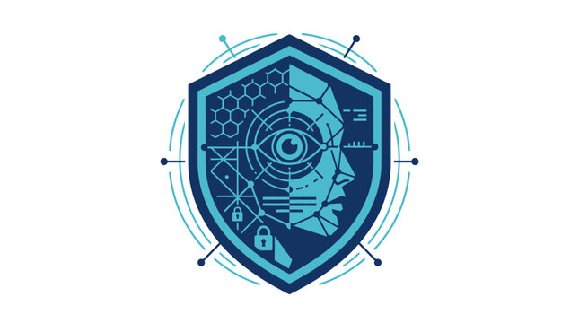 Cyber security shield emblem icon design.