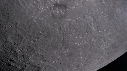 Gray surface of the Earth's moon in space. Satellite point of view. Cut out on black. NASA Public Domain Imagery © Marcin Janiec