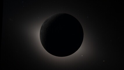 Silhouette of the Earth's moon in outer space. Backlit by the sun. Satellite point of view. NASA Public Domain Imagery © Marcin Janiec