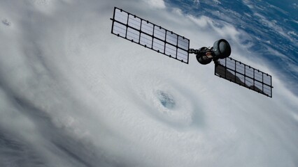 Satellite hovering over the planet Earth to provide weather forecasting about an upcoming hurricane. NASA Public Domain Imagery © Marcin Janiec