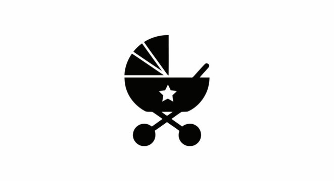 Baby Stroller Icon Black Silhouette.