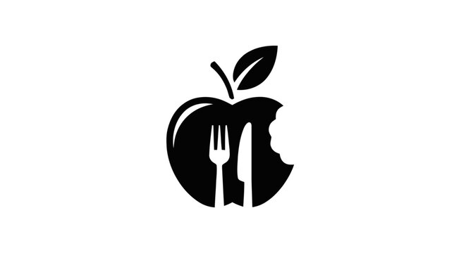 Black Apple Logo With Fork.