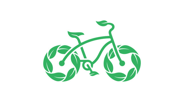 Green bicycle with leaf design.