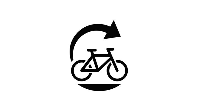 Black bicycle icon with arrow.