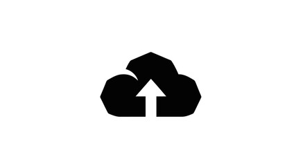 Naklejka premium Black Cloud Icon with Upward Arrow.