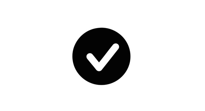 Black Circle Check Mark Icon.