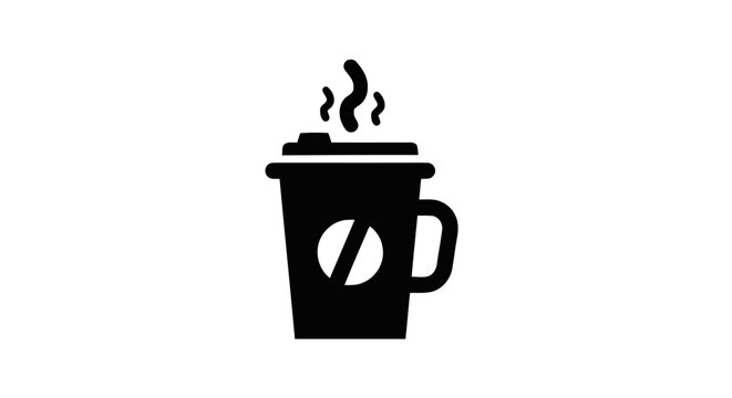 Black coffee cup with steam rising.