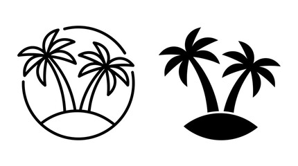 Fototapeta premium A scenic illustration of palm trees standing on an island depicted in a minimalist style.