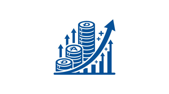 Increasing financial growth with coins stacked.