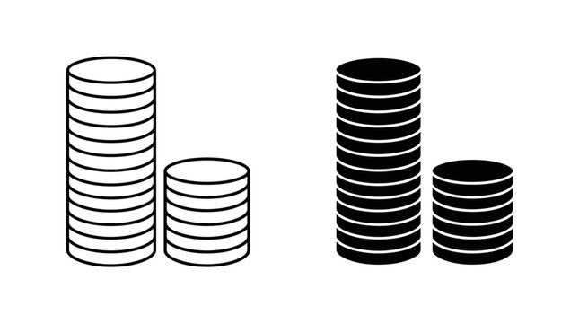 Stacks of coins are compared side by side in a financial analysis