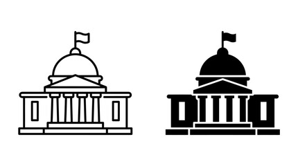 Illustrations of government buildings with domes and columns © ANTONW_