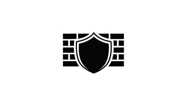 Black shield icon with brick wall.