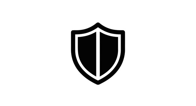 Black Shield Icon With White Outline.