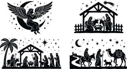  Large Christmas Silhouette Vector Bundle © kamrunnahar