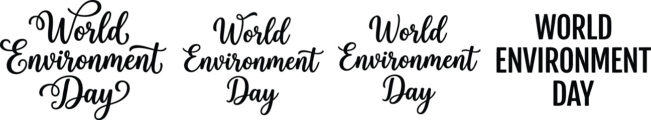 Obraz premium World Environment Day Typography Lettering in Different Font Styles Vector