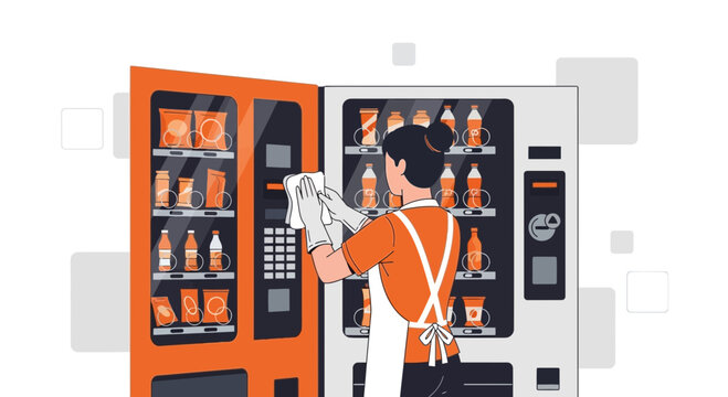 Vending Machine Cleaning and Maintenance by Staff Member