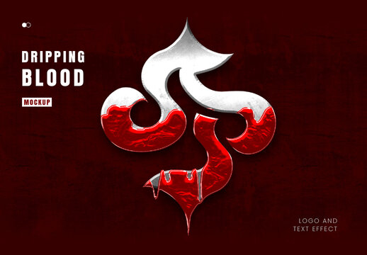 Blood Dripping Logo And Text Effect Mockup
