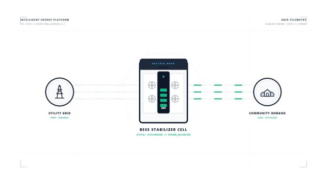 Animated Infographic Showing Battery Energy Storage System Grid Charging