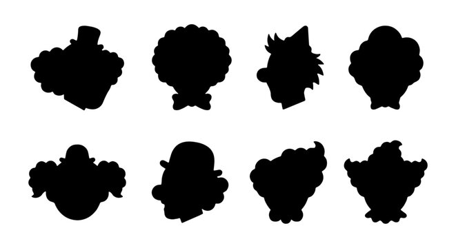 Clown Silhouettes, Circus Characters, Performance Icons, Festive Fun