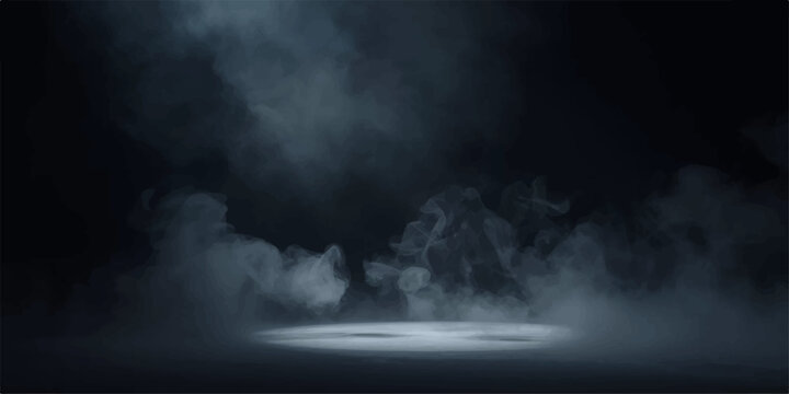 Dark storm clouds lower over the misty river water as a moody blue cloudscape fills the night sky, capturing the raw motion of nature's weather