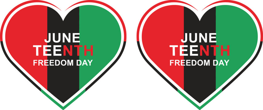 Juneteenth freedom day heart icons celebrating liberation and unity