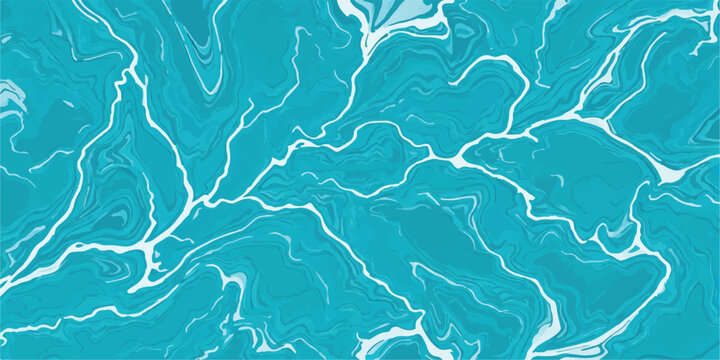 Aquamarine fluid art with white organic lines design element pattern design