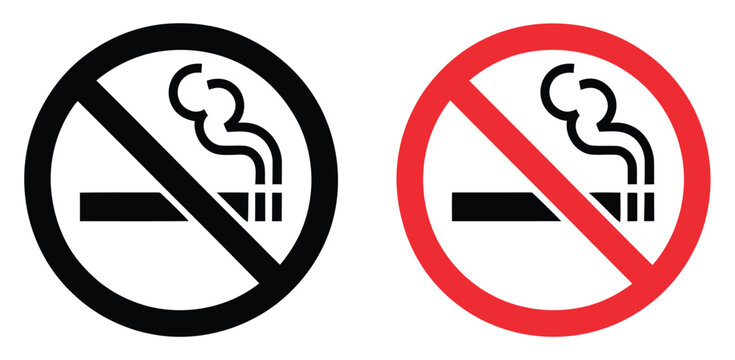 No smoke icon representing stop smoking prohibition, cigarette ban sign and tobacco free health awareness and safety message, vector