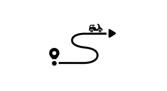 Car on a winding road icon.