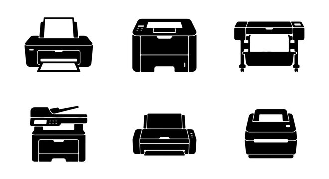 Printer, office printer, inkjet printer, printer icons, 6 icon set